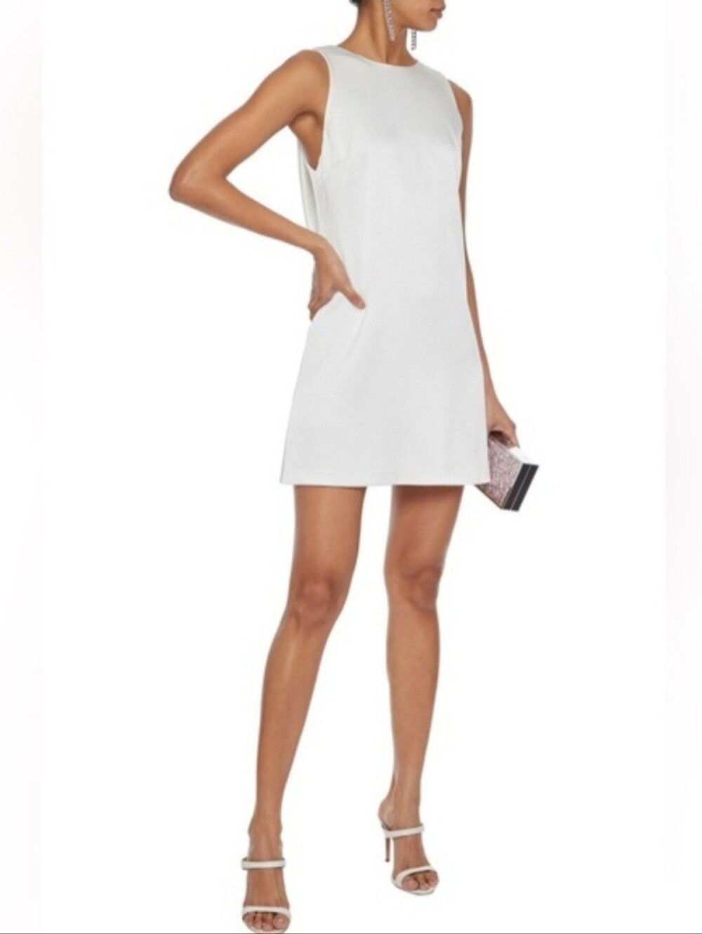 Alice + Olivia Lita Cowl Shift Mini Dress | Large | NWT | White Sleeveless Mini